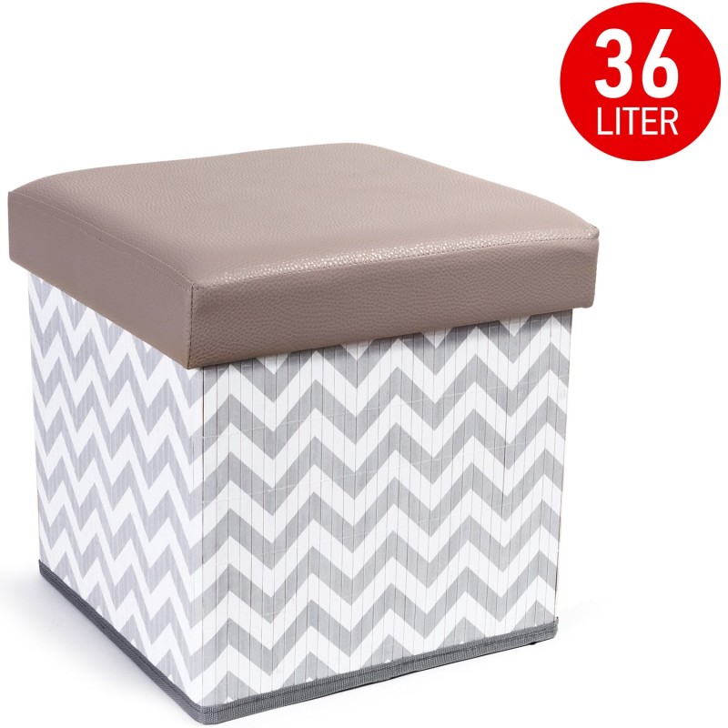 Tatkraft Fort Chevron Ottoman Storage Stool 33x33x33cm Eco Material