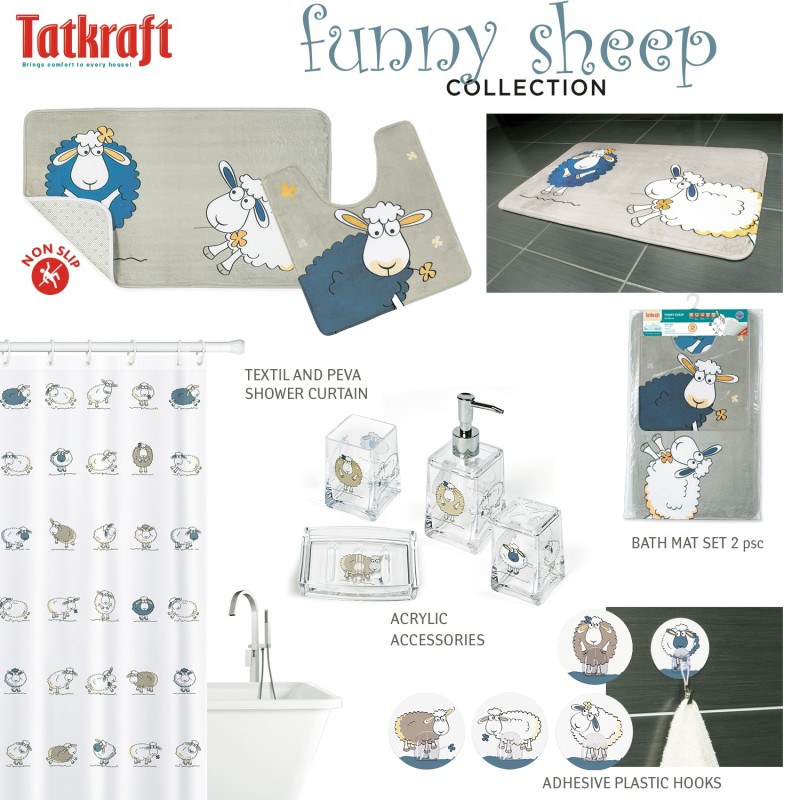 Tatkraft Funny Sheep Штора для ванной комнаты из водонепроницаемого...