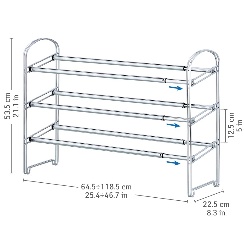 Tatkraft Maestro Этажерка для обуви раздвижная 3-х ярусная из хроми...