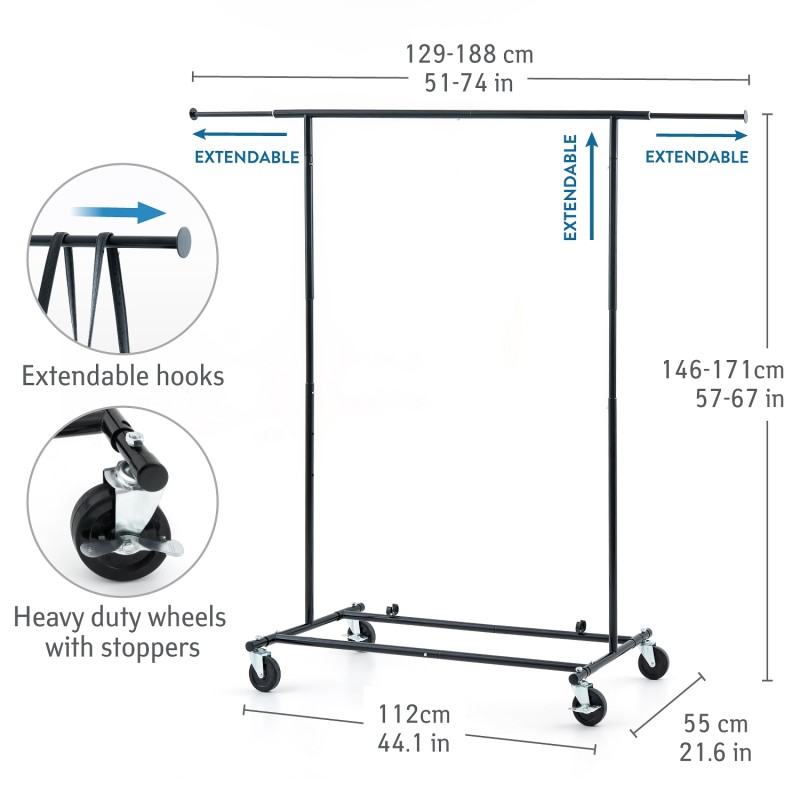 Tatkraft Derek Heavy Duty 70 kg ratastel riidestange, pikkus 129-18...